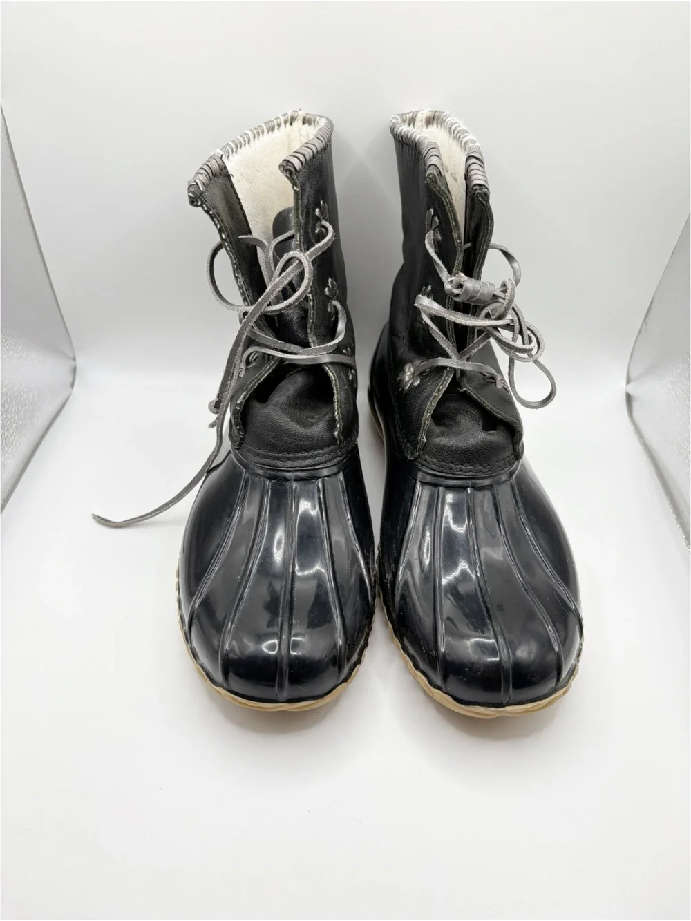 Jack Rogers Chloe Duck Rain Boots with Silver Whipstitching Details